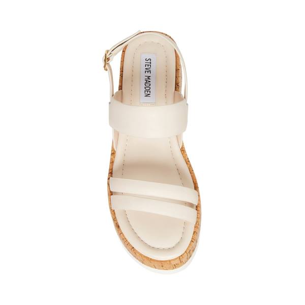 Steve Madden Athena Lær Sandaler Dame Hvite | SM-948YU