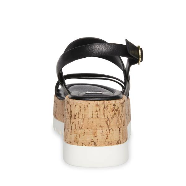 Steve Madden Athena Lær Sandaler Dame Svarte | SM-859PA