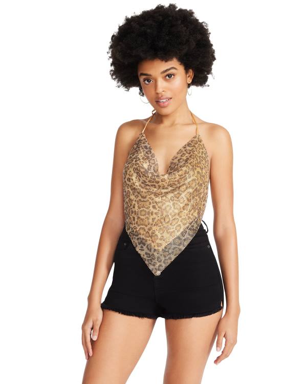 Steve Madden Barely There Rhinestone Halter Topper Dame Sølv | SM-850KQ