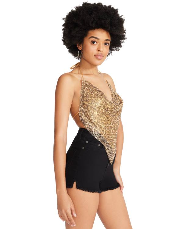 Steve Madden Barely There Rhinestone Halter Topper Dame Sølv | SM-850KQ