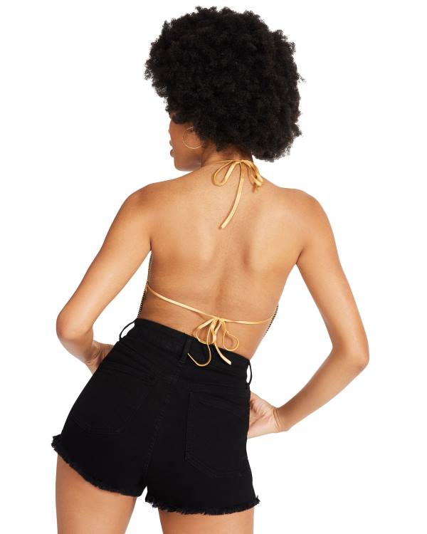Steve Madden Barely There Rhinestone Halter Topper Dame Sølv | SM-850KQ