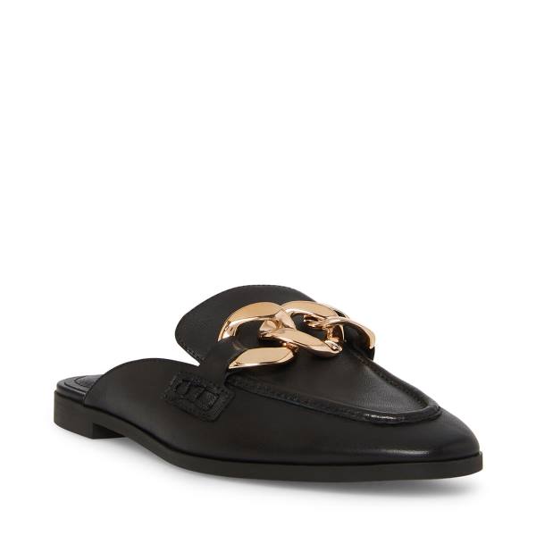 Steve Madden Cally Lær Flate Sko Dame Svarte | SM-640TQ