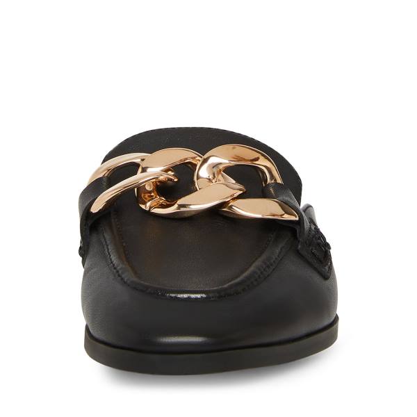 Steve Madden Cally Lær Flate Sko Dame Svarte | SM-640TQ