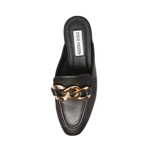 Steve Madden Cally Lær Flate Sko Dame Svarte | SM-640TQ