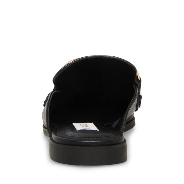 Steve Madden Cally Lær Flate Sko Dame Svarte | SM-640TQ