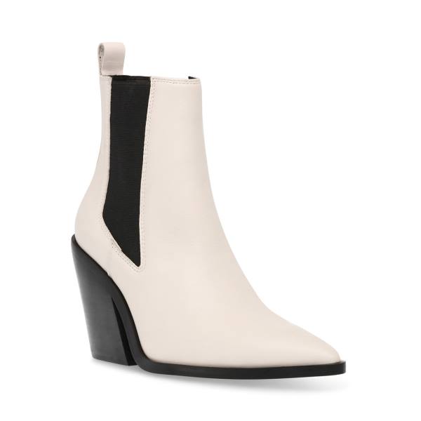 Steve Madden Caution Bone Lær Ankelstøvletter Dame Beige | SM-729TV
