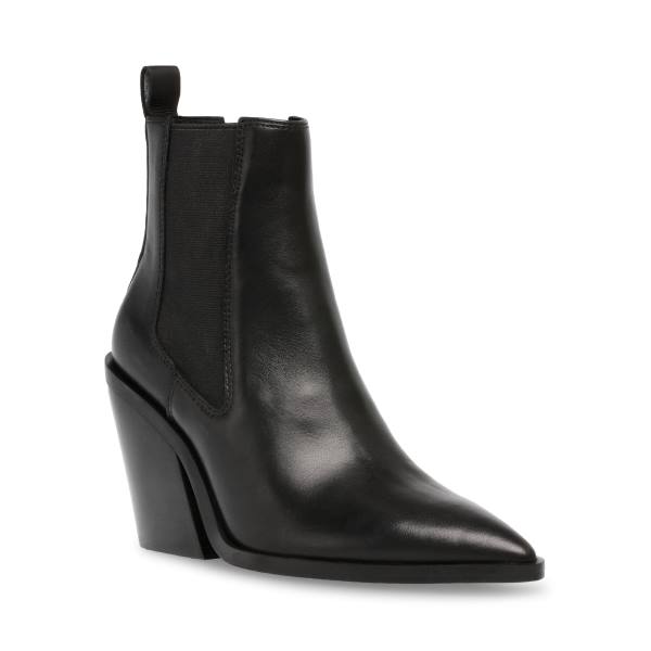 Steve Madden Caution Lær Ankelstøvletter Dame Svarte | SM-390PM