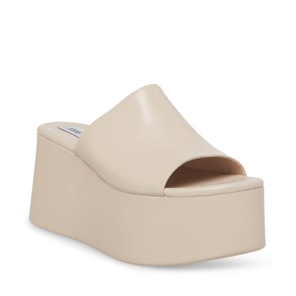 Steve Madden Christa Bone Lær Sandaler Dame Beige | SM-859DE