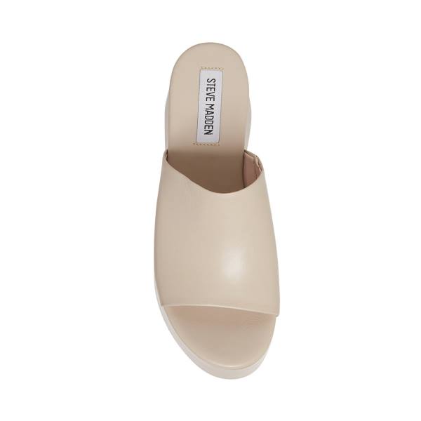 Steve Madden Christa Bone Lær Sandaler Dame Beige | SM-859DE