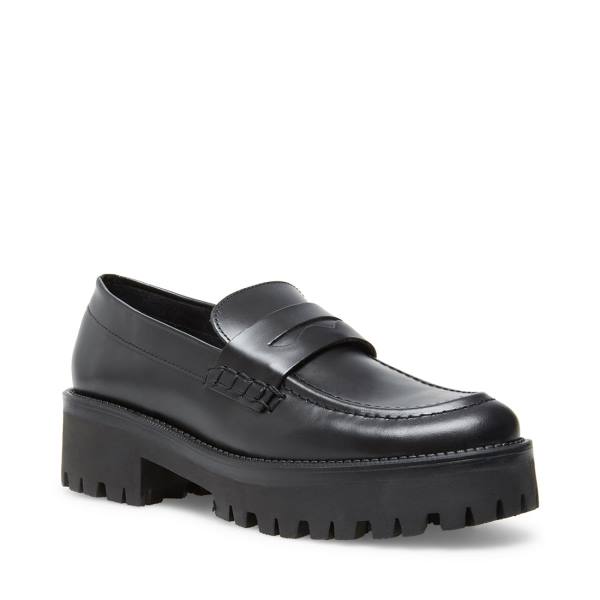 Steve Madden Crew Box Loafers Dame Svarte | SM-468SA
