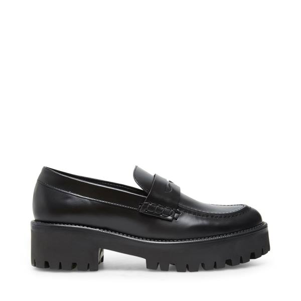 Steve Madden Crew Box Loafers Dame Svarte | SM-468SA