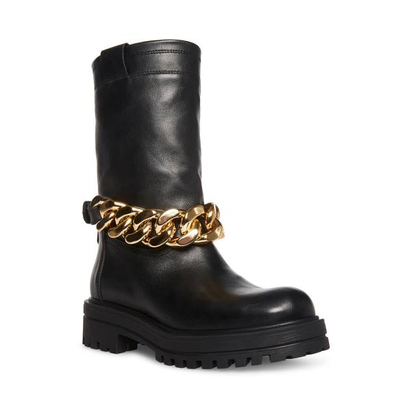 Steve Madden Devotion Lær Ankelstøvletter Dame Svarte | SM-305NZ