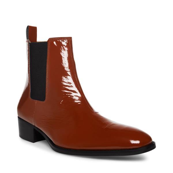 Steve Madden Dex-l Cognac Patent Støvler Herre Brune | SM-598VT