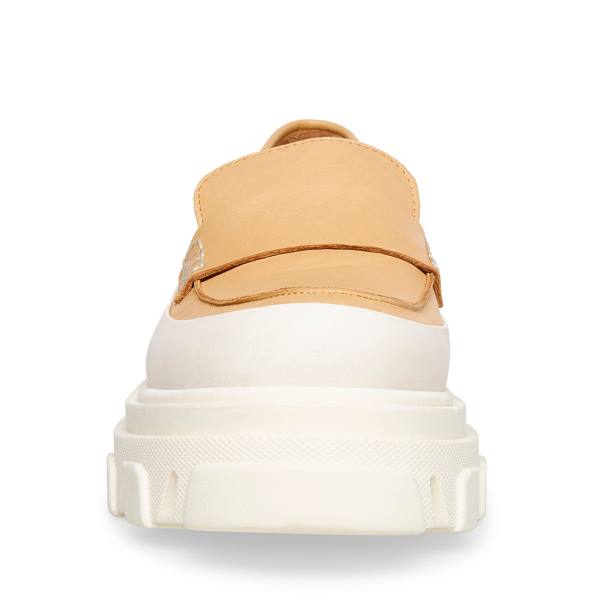 Steve Madden Flossie Tan Lær Loafers Dame Beige | SM-270IQ