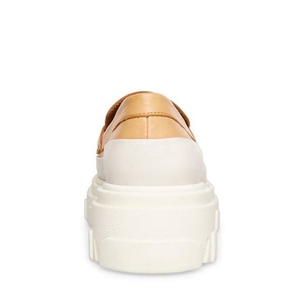 Steve Madden Flossie Tan Lær Loafers Dame Beige | SM-270IQ