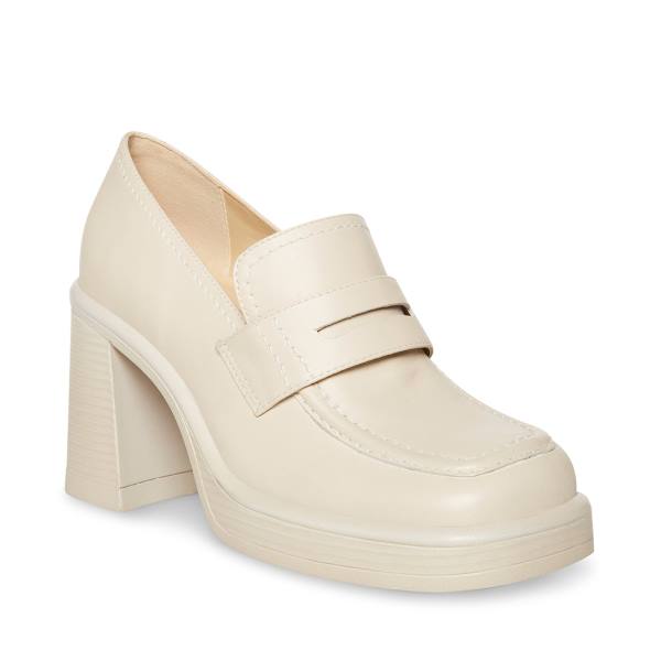 Steve Madden Fulfill Bone Lær Loafers Dame Beige | SM-147XI