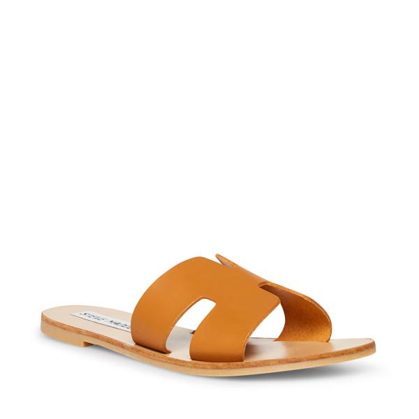 Steve Madden Greece Cognac Lær Sandaler Dame Brune | SM-109UY