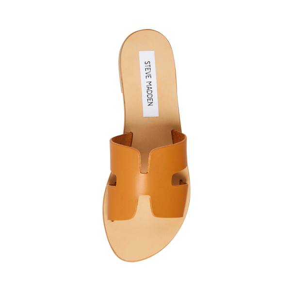 Steve Madden Greece Cognac Lær Sandaler Dame Brune | SM-109UY