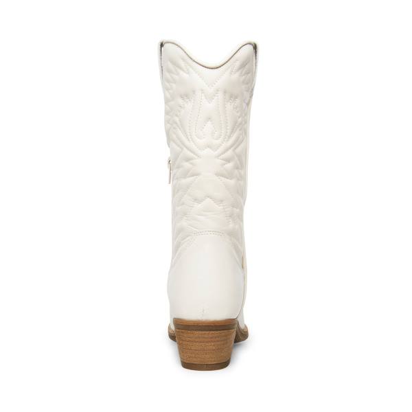 Steve Madden Hayward Lær Støvler Dame Hvite | SM-123GJ