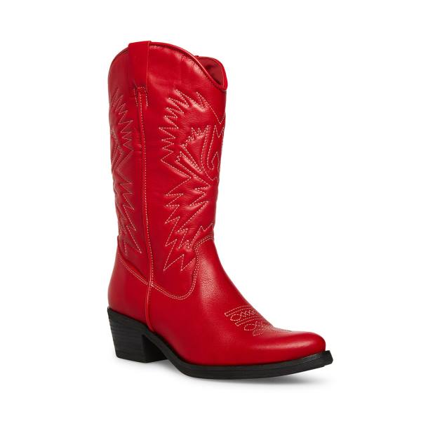 Steve Madden Hayward Lær Støvler Dame Rød | SM-587XT