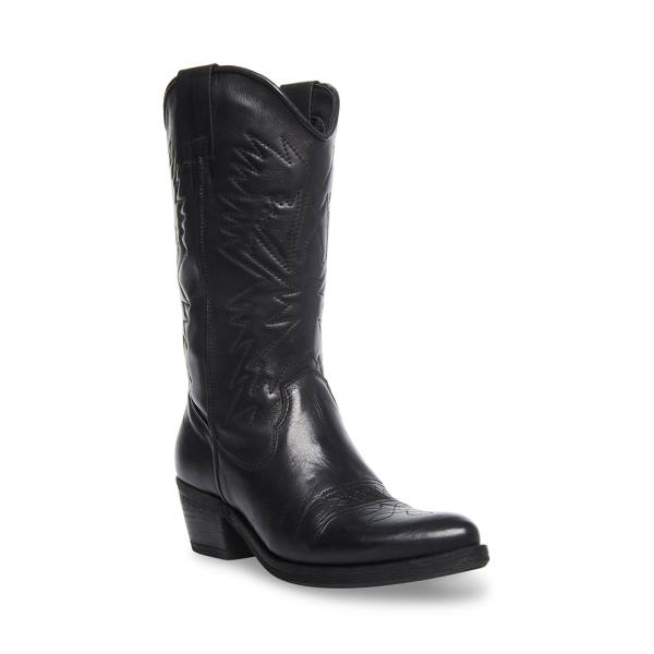 Steve Madden Hayward Lær Støvler Dame Svarte | SM-157ZE