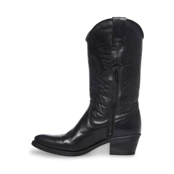 Steve Madden Hayward Lær Støvler Dame Svarte | SM-157ZE