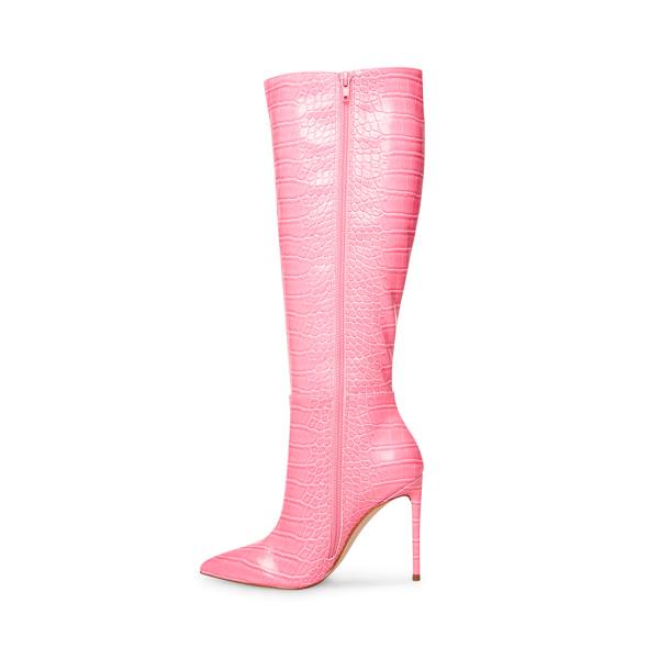 Steve Madden Idina Crocodile Støvler Dame Rosa | SM-389OH