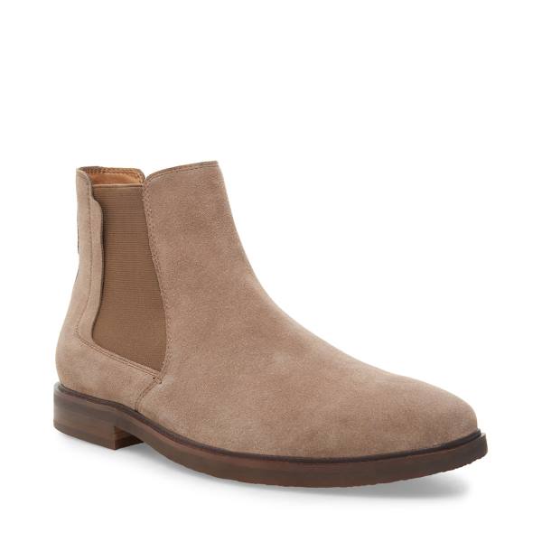 Steve Madden Insider Taupe Semsket Skinn Støvler Herre Grå Brune | SM-104AS