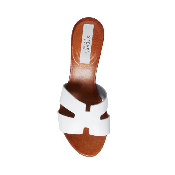 Steve Madden Joya Lær Sandaler Dame Hvite | SM-265XG