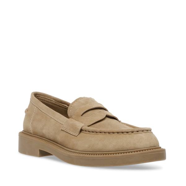 Steve Madden Kallen Sand Semsket Skinn Loafers Dame Brune | SM-254FL