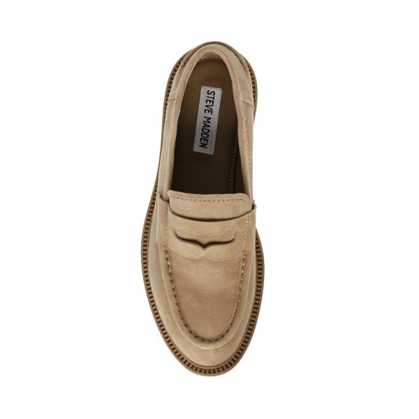 Steve Madden Kallen Sand Semsket Skinn Loafers Dame Brune | SM-254FL