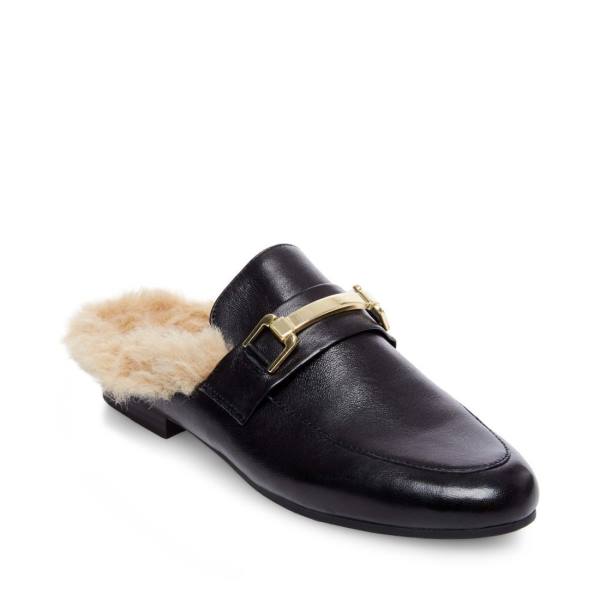 Steve Madden Khloe Lær Tøfler Dame Svarte | SM-258OA