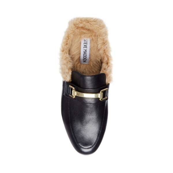 Steve Madden Khloe Lær Tøfler Dame Svarte | SM-258OA