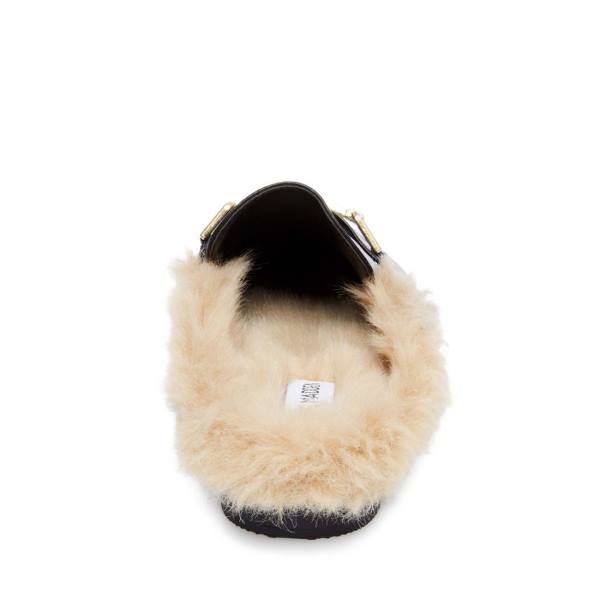 Steve Madden Khloe Lær Tøfler Dame Svarte | SM-258OA