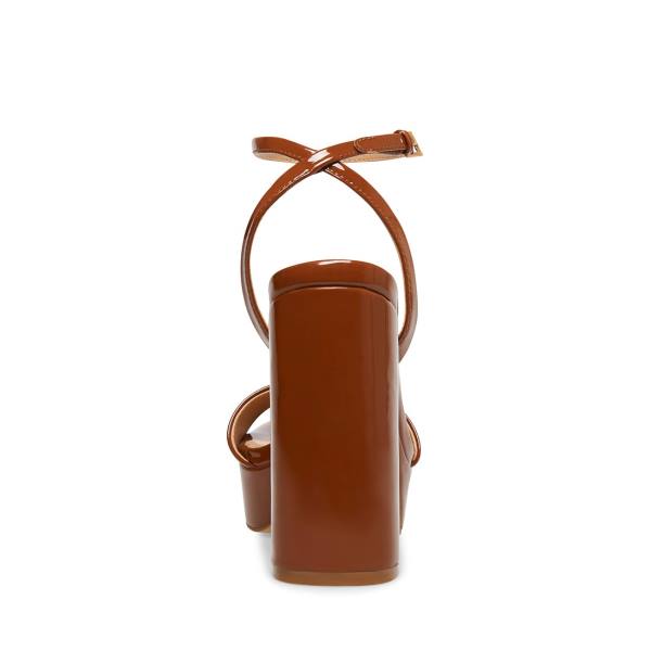 Steve Madden Lessa Cognac Patent Heel Høye Hæler Dame Brune | SM-769WR