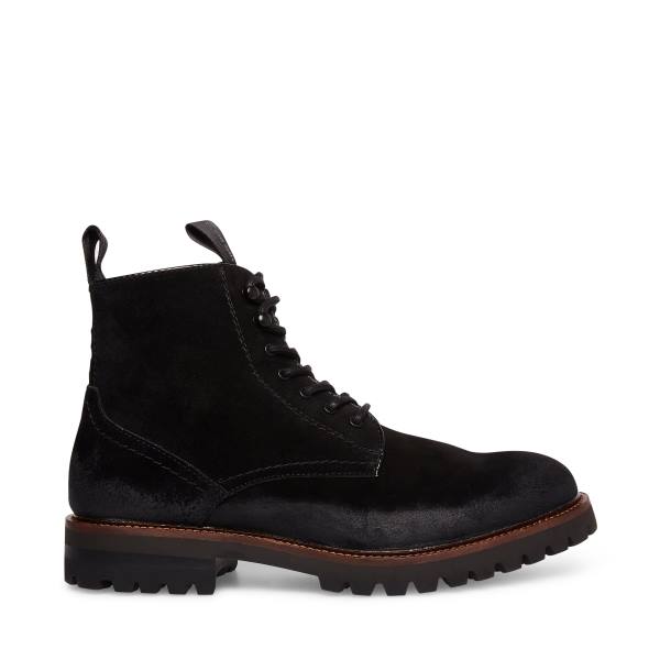 Steve Madden Mackee Semsket Skinn Støvler Herre Svarte | SM-763TV