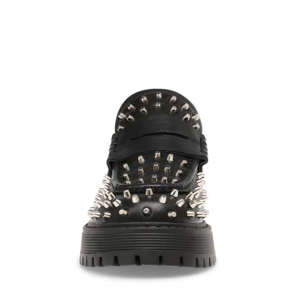Steve Madden Malvern Studs Loafers Dame Svarte | SM-930HW