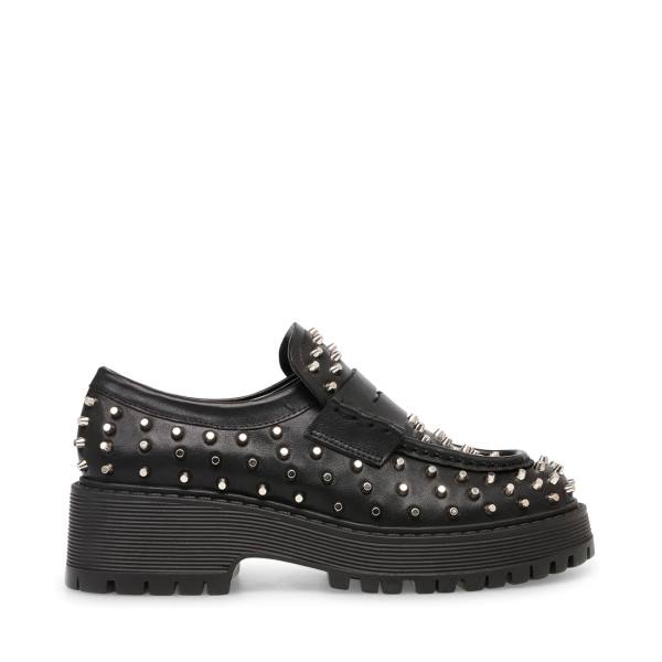 Steve Madden Malvern Studs Loafers Dame Svarte | SM-930HW