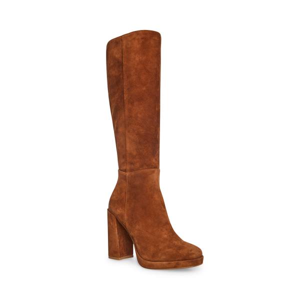 Steve Madden Marcello Chestnut Semsket Skinn Støvler Dame Brune | SM-584LM