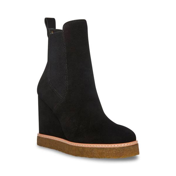 Steve Madden Mooris Semsket Skinn Ankelstøvletter Dame Svarte | SM-954RV