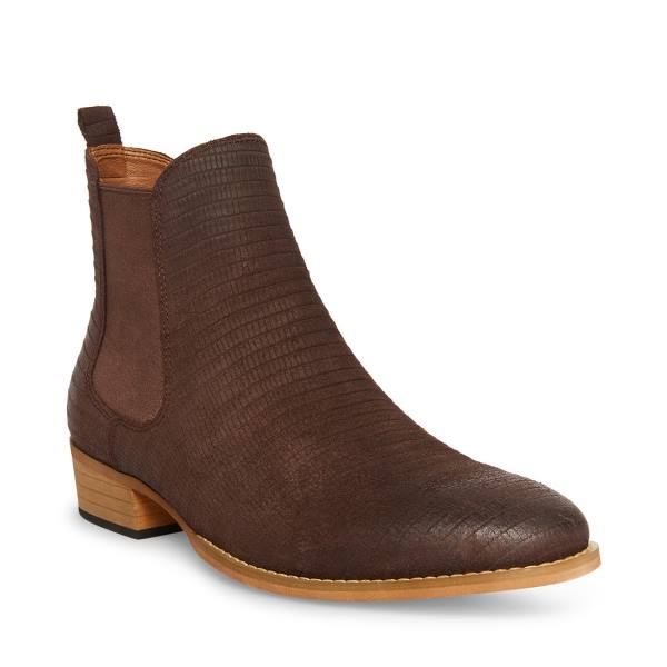 Steve Madden Paterson Semsket Skinn Støvler Herre Brune | SM-983AL