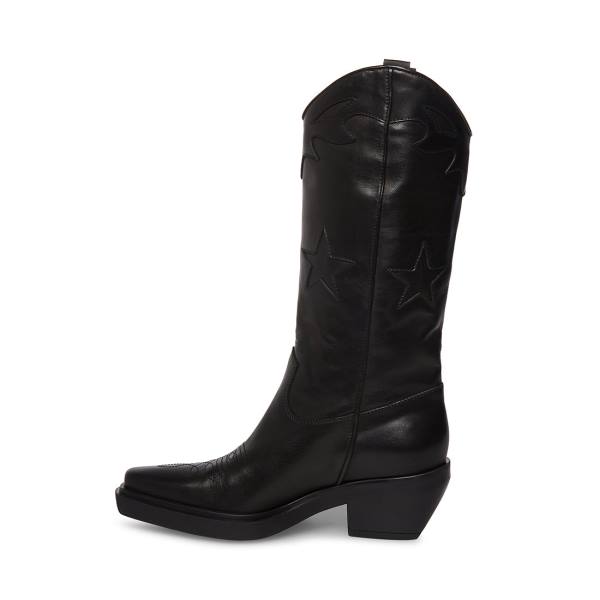 Steve Madden Peyton Lær Støvler Dame Svarte | SM-802CW