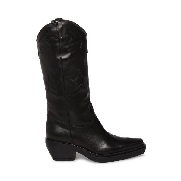 Steve Madden Peyton Lær Støvler Dame Svarte | SM-802CW