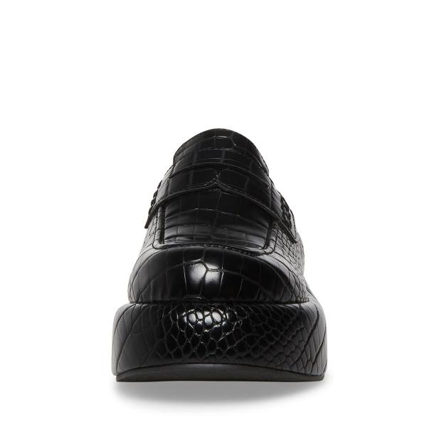 Steve Madden Portia Crocodile Loafers Dame Svarte | SM-976IX