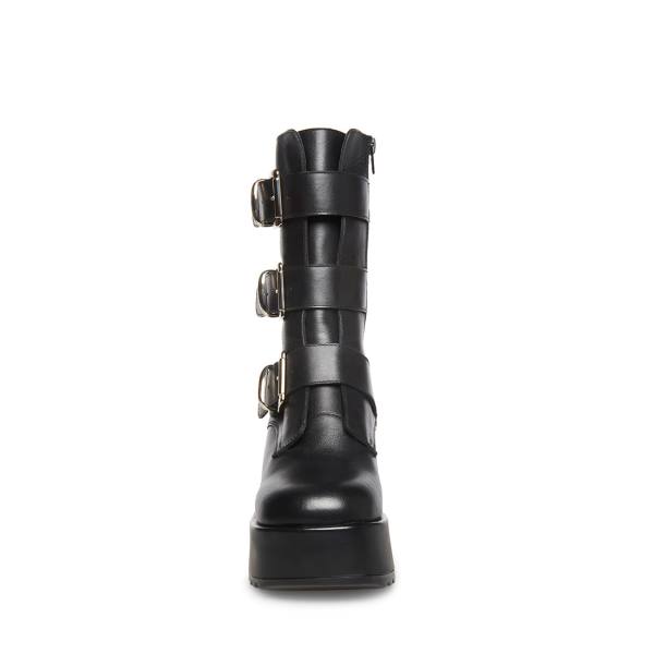 Steve Madden Primrose Lær Ankelstøvletter Dame Svarte | SM-527HX