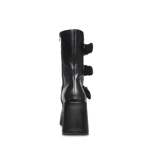 Steve Madden Primrose Lær Ankelstøvletter Dame Svarte | SM-527HX