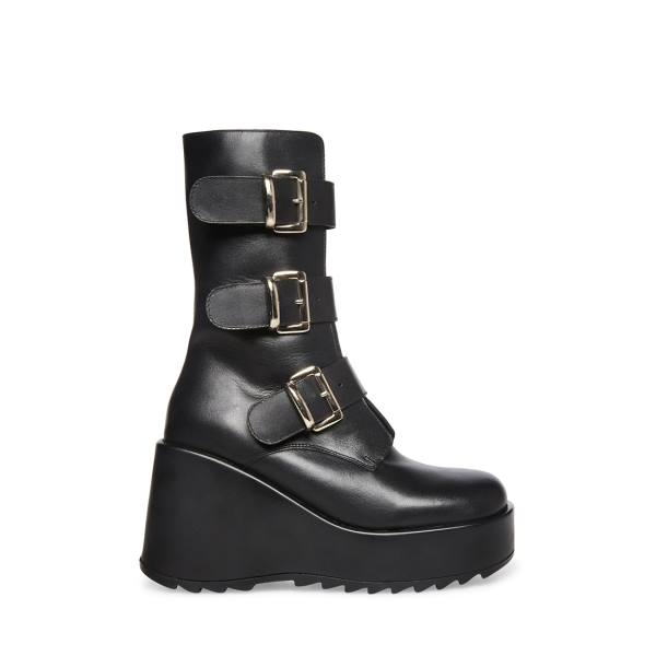 Steve Madden Primrose Lær Ankelstøvletter Dame Svarte | SM-527HX