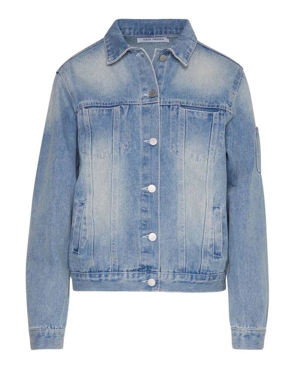 Steve Madden Rhinestone Fringe Denim Jakke Dame Blå | SM-251VK