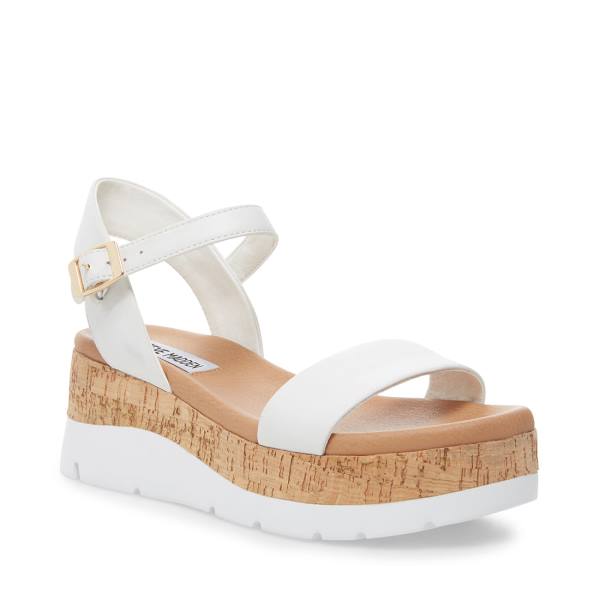 Steve Madden Roselita Lær Sandaler Dame Hvite | SM-942PV