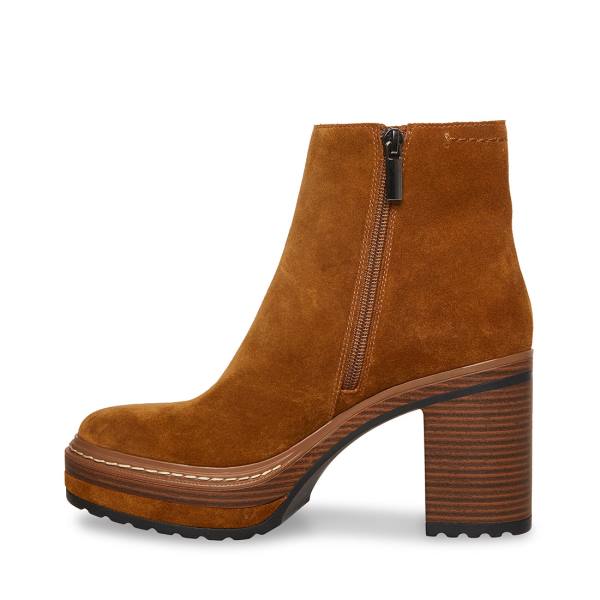 Steve Madden Shaniya Semsket Skinn Ankelstøvletter Dame Brune | SM-841SJ
